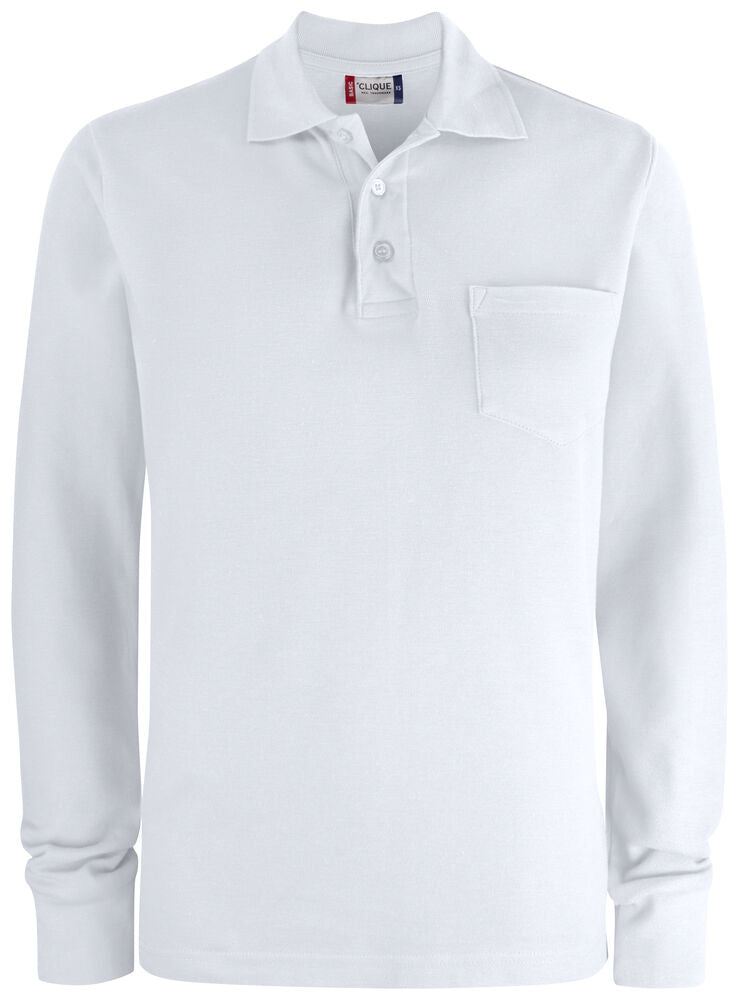 Basic Polo Pocket L/S White