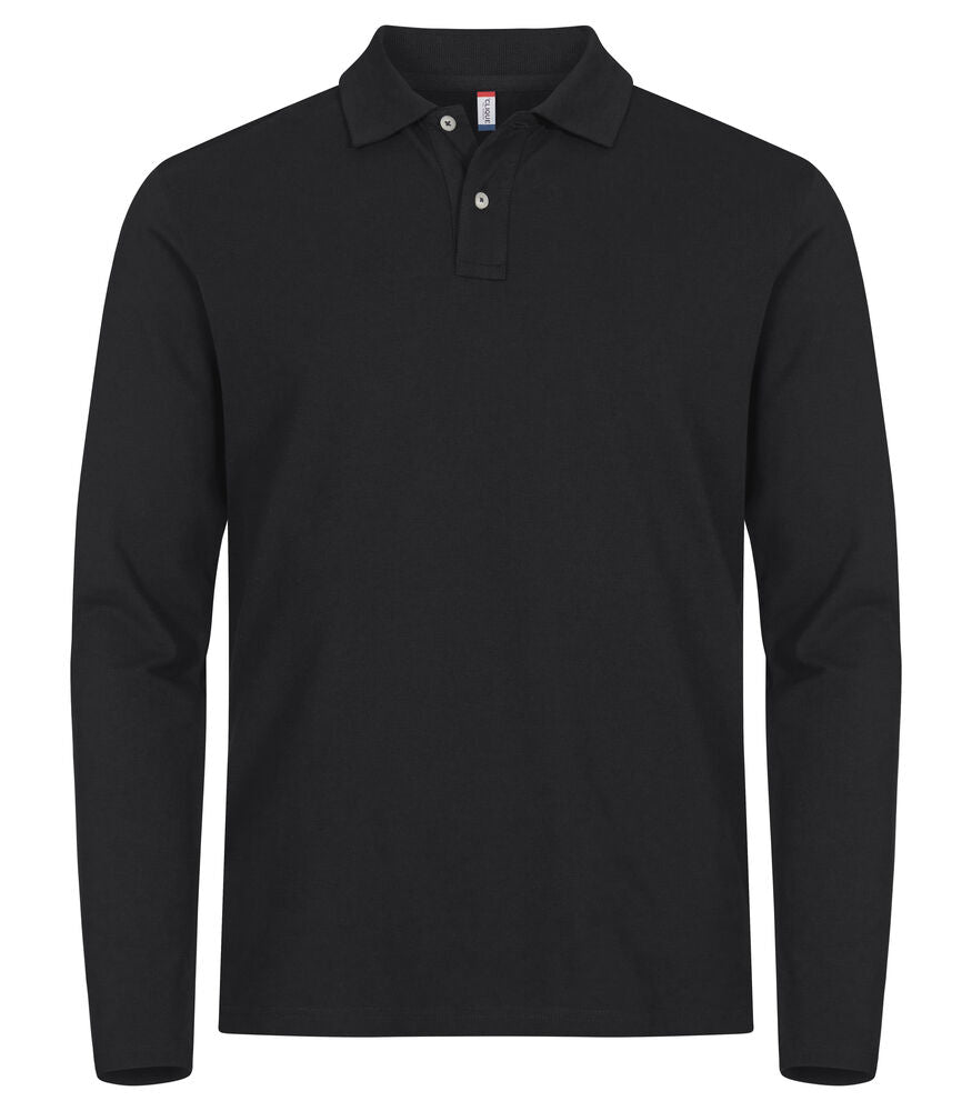 Stretch Premium Polo L/S Black