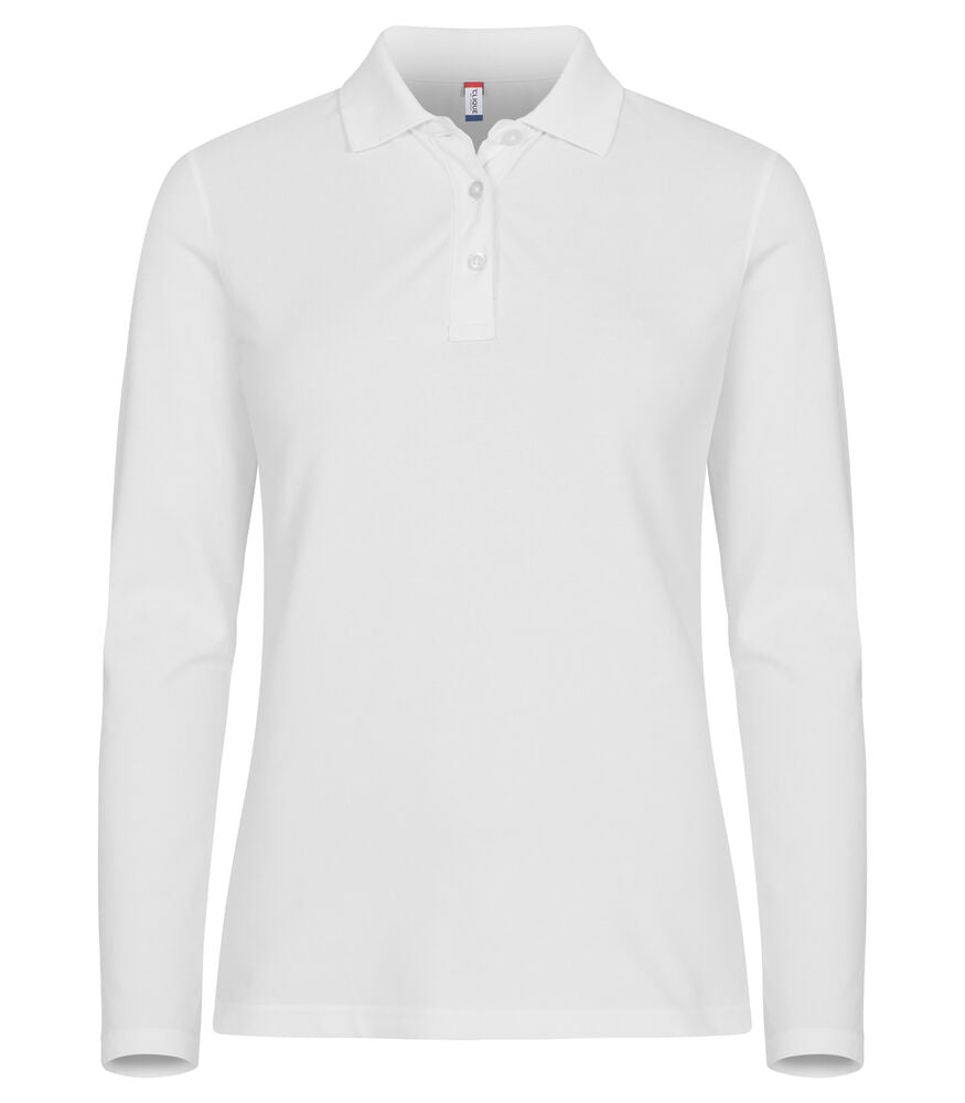Stretch Premium Polo L/S Women White