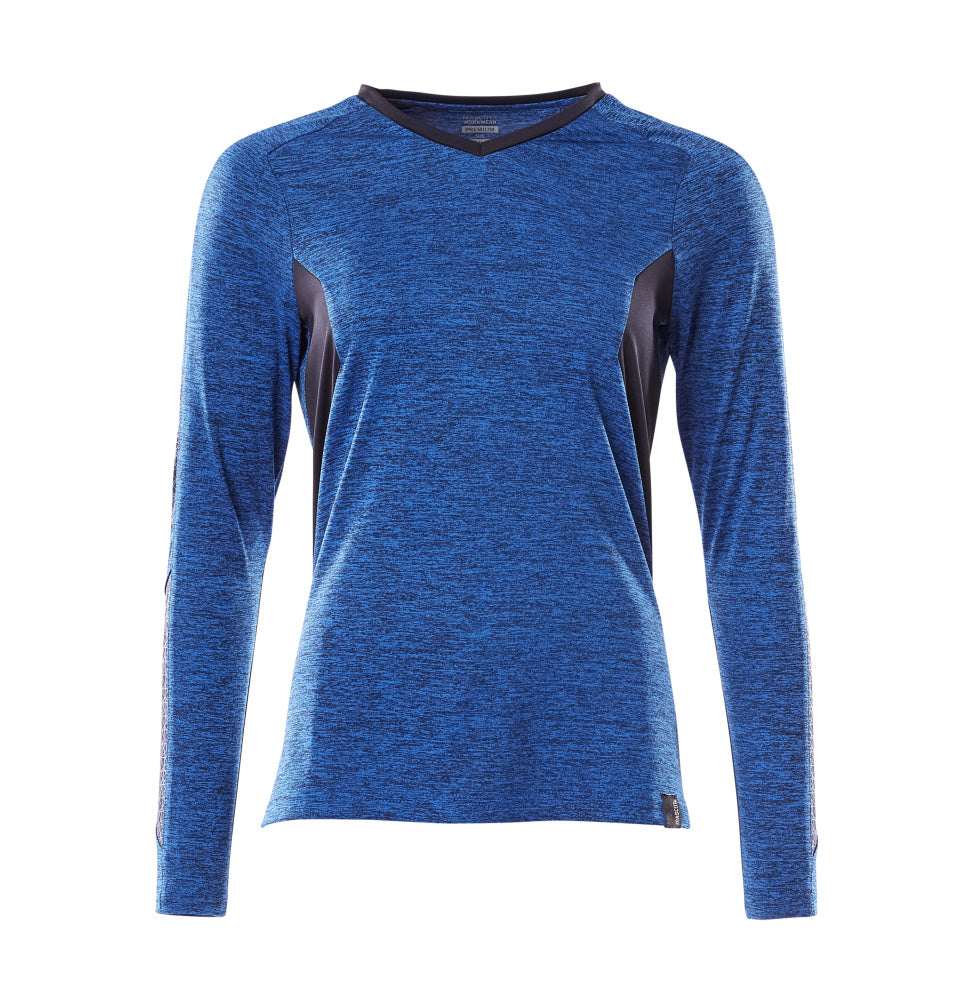 Mascot ACCELERATE T-shirt, long-sleeved 18091 azure blue-flecked/dark navy