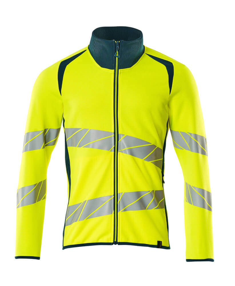 Mascot ACCELERATE SAFE Sweatshirt with zipper 19184 hi-vis yellow/dark petroleum