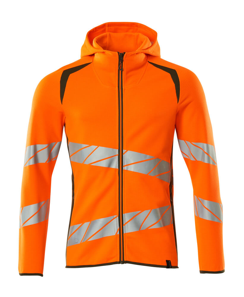 Mascot ACCELERATE SAFE Hoodie with zipper 19284 hi-vis orange/moss green