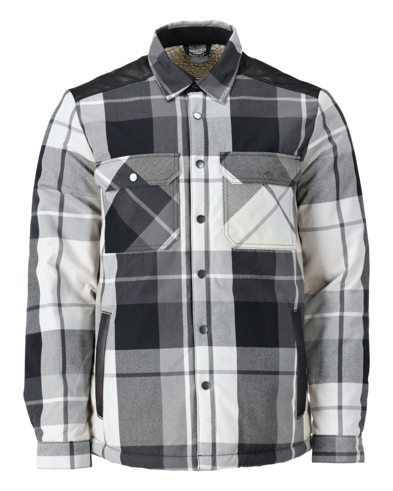 Mascot CUSTOMIZED Flannel shirt with pile lining 23104 stone grey checked