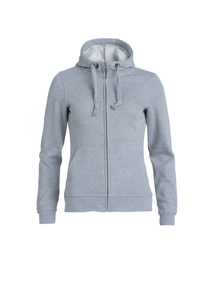Basic Hoody Full Zip Women Grey Melange