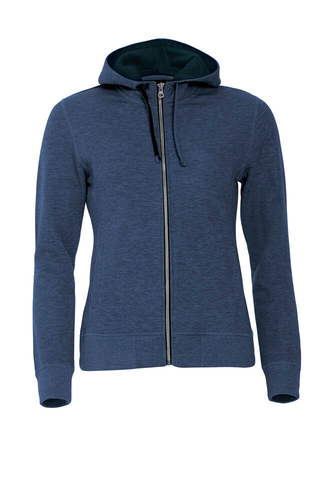 Classic Hoody Full Zip Women Blue Melange