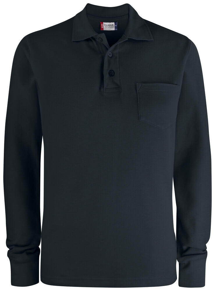 Basic Polo Pocket L/S Black