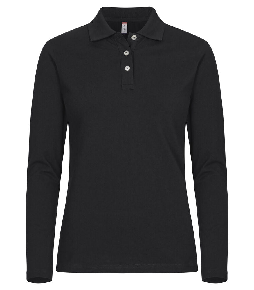 Stretch Premium Polo L/S Women Black