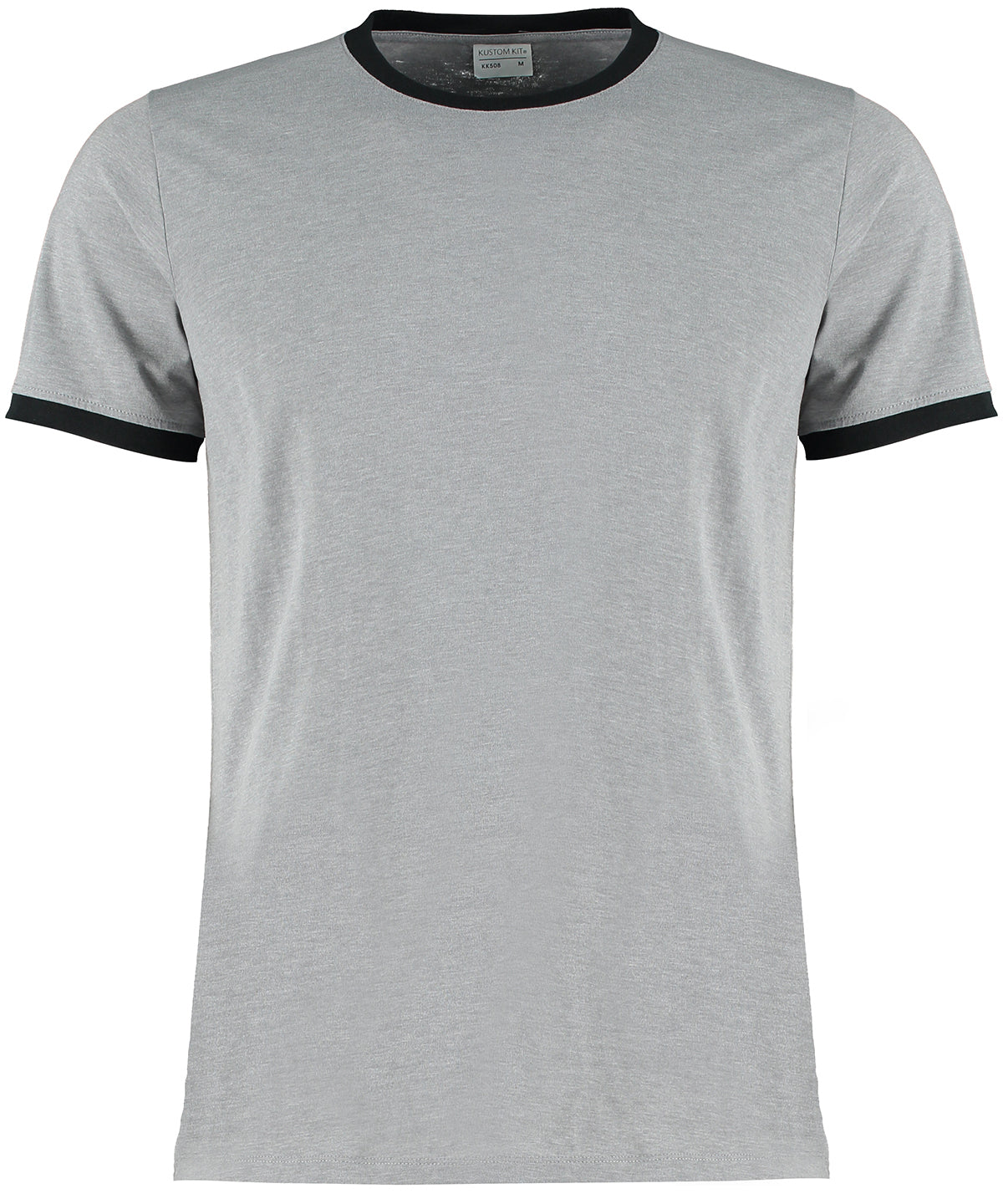 Kustom Kit Fashion fit ringer tee (KK508) - Light Grey Marl/Black