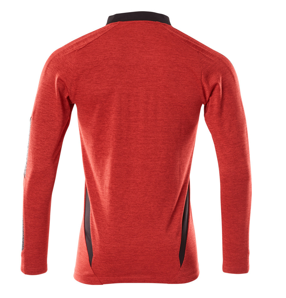 Mascot ACCELERATE  Polo Shirt, long-sleeved 18081 traffic red-flecked/black