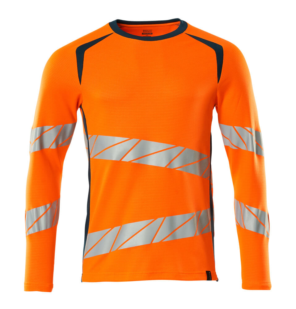 Mascot ACCELERATE SAFE  T-shirt, long-sleeved 19081 hi-vis orange/dark petroleum