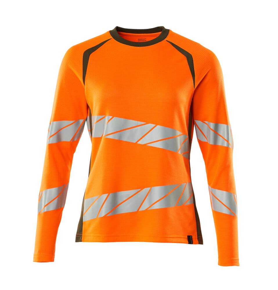 Mascot ACCELERATE SAFE  T-shirt, long-sleeved 19091 hi-vis orange/moss green