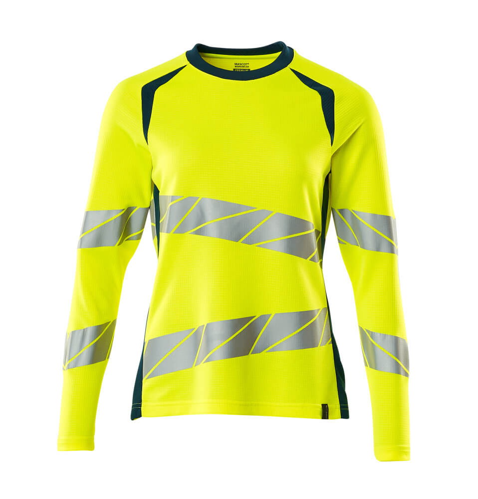 Mascot ACCELERATE SAFE  T-shirt, long-sleeved 19091 hi-vis yellow/dark petroleum