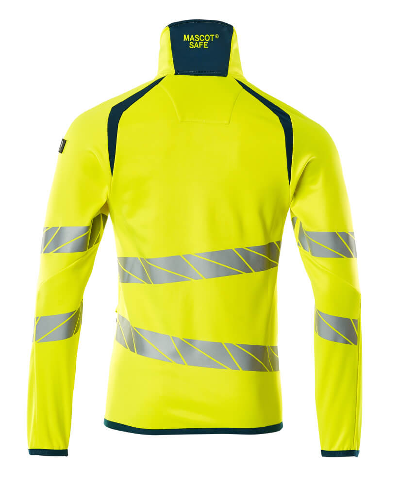 Mascot ACCELERATE SAFE  Fleece Jumper with zipper 19103 hi-vis yellow/dark petroleum