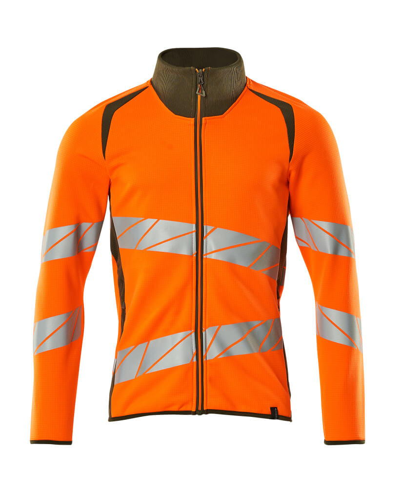 Mascot ACCELERATE SAFE  Sweatshirt with zipper 19184 hi-vis orange/moss green