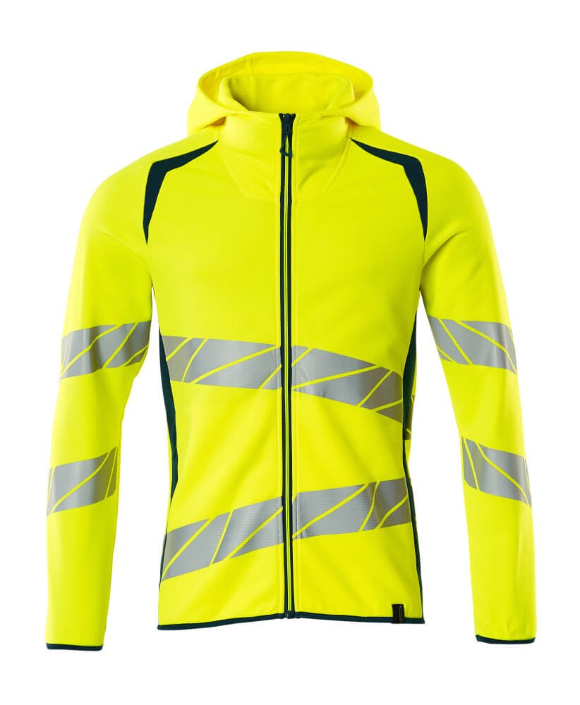 Mascot ACCELERATE SAFE  Hoodie with zipper 19284 hi-vis yellow/dark petroleum