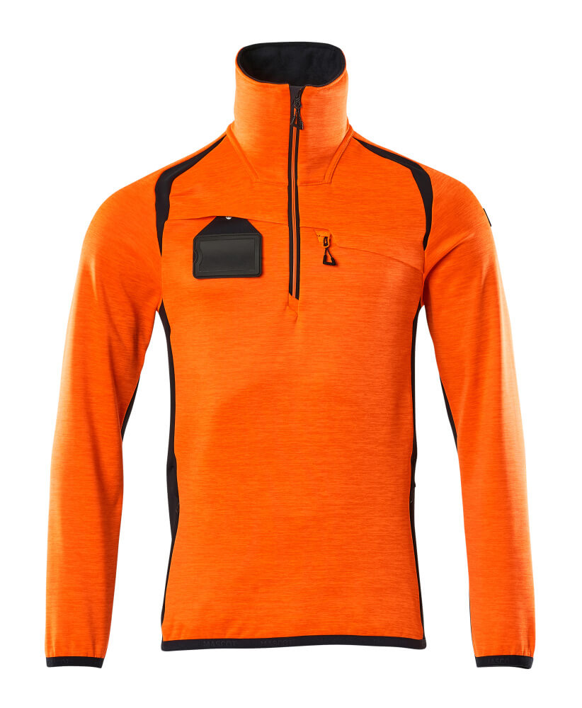 Mascot ACCELERATE SAFE  Fleece Jumper with half zip 19303 hi-vis orange/dark navy