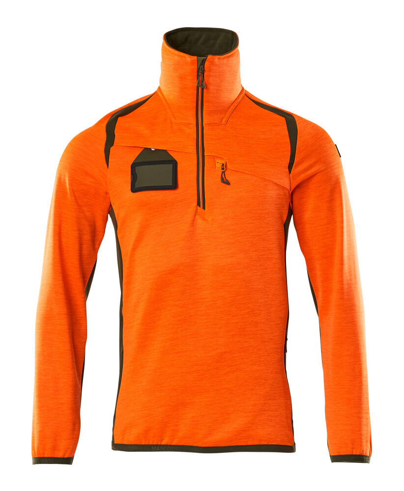 Mascot ACCELERATE SAFE  Fleece Jumper with half zip 19303 hi-vis orange/moss green