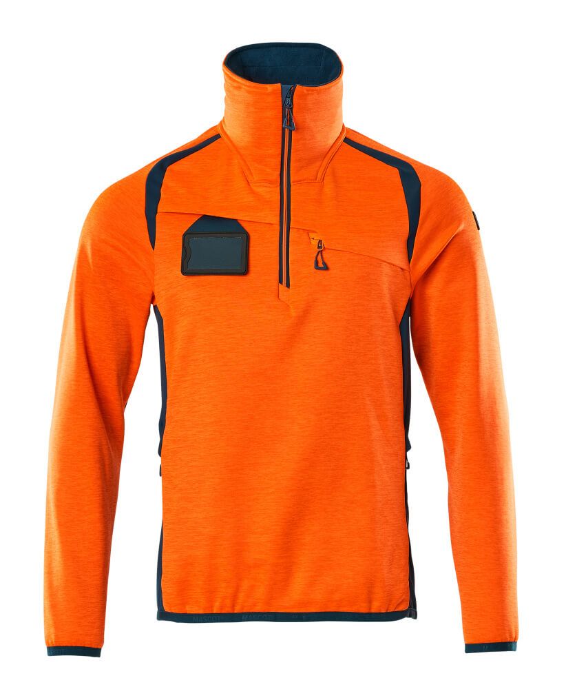 Mascot ACCELERATE SAFE  Fleece Jumper with half zip 19303 hi-vis orange/dark petroleum