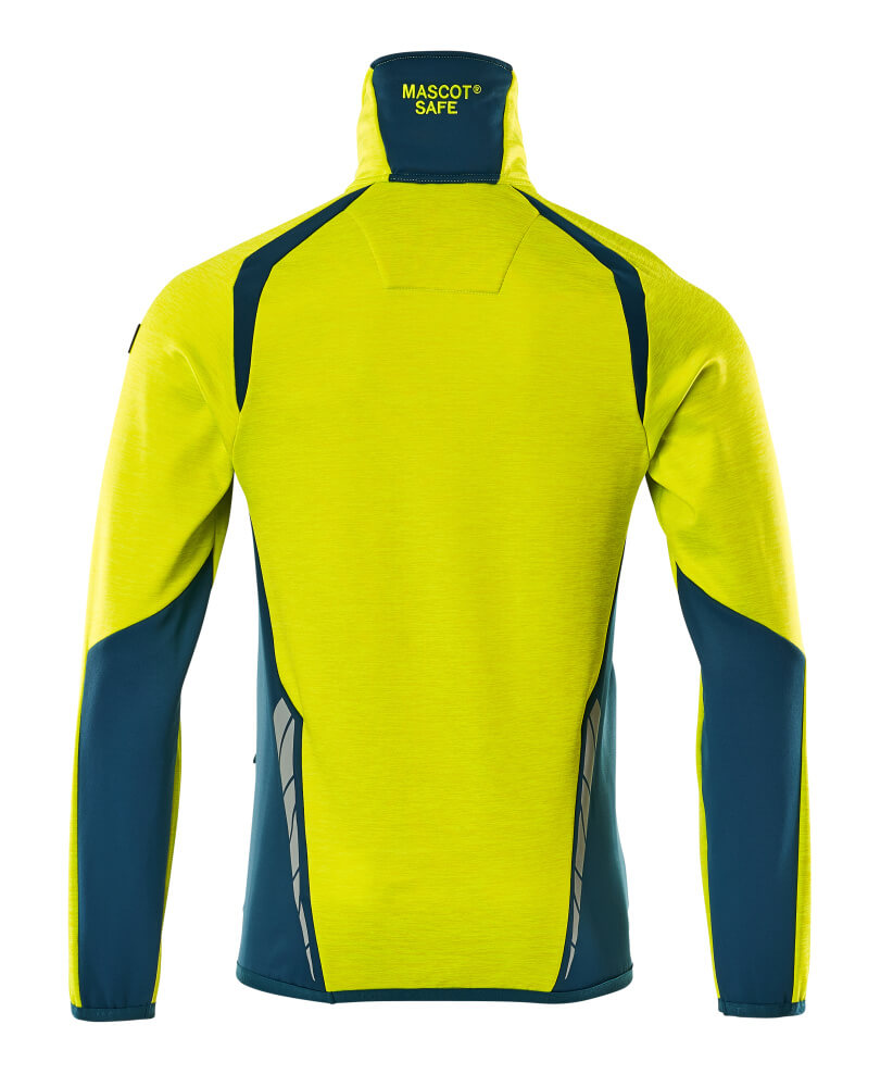 Mascot ACCELERATE SAFE  Fleece Jumper with half zip 19303 hi-vis yellow/dark petroleum