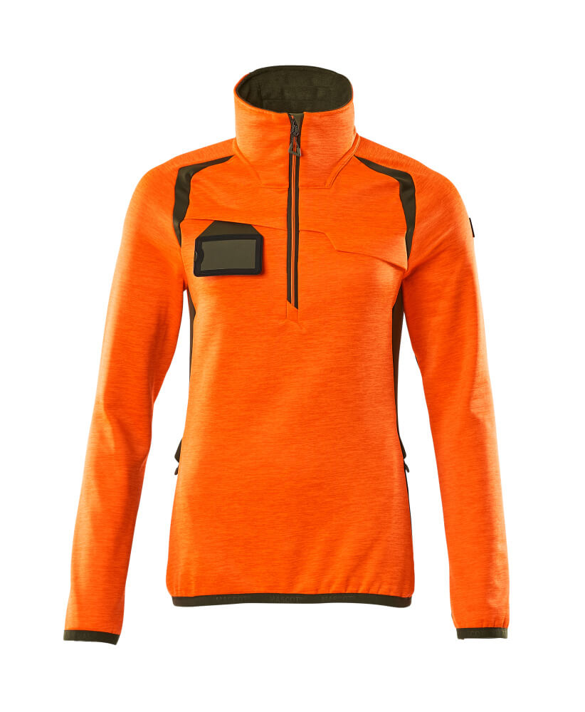 Mascot ACCELERATE SAFE  Fleece Jumper with half zip 19353 hi-vis orange/moss green