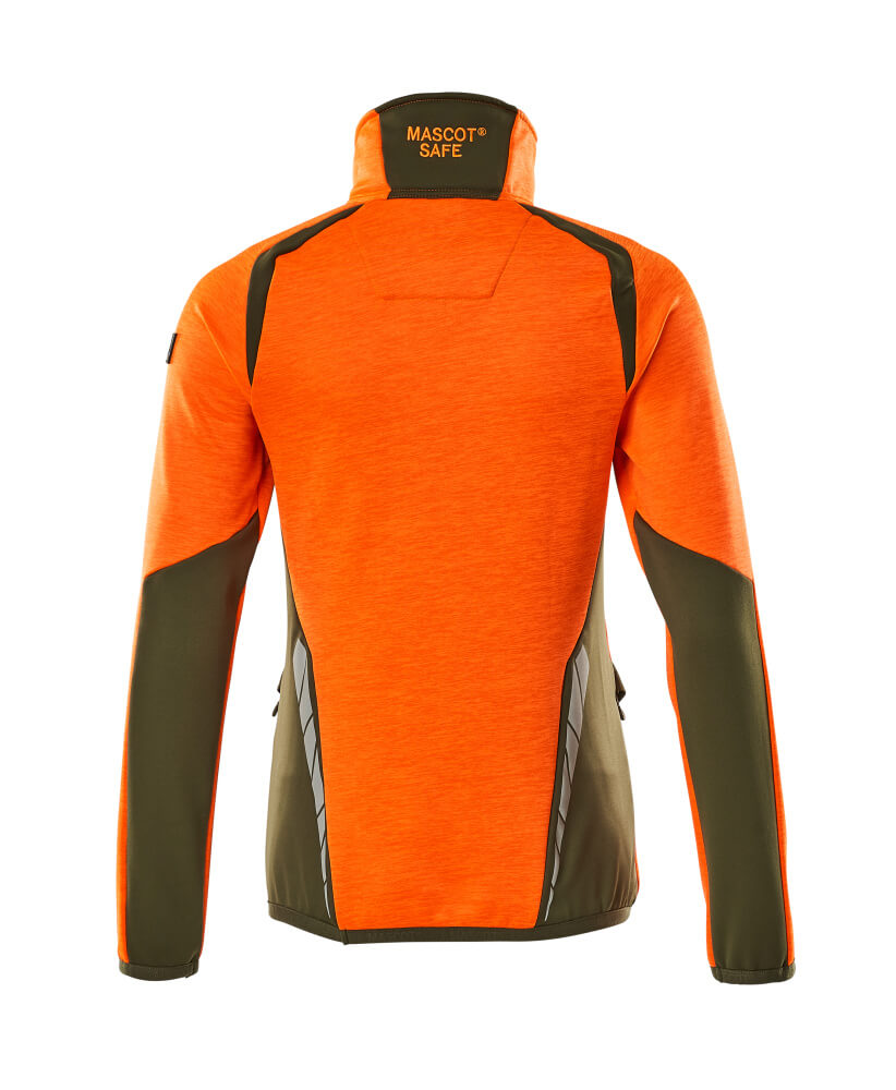 Mascot ACCELERATE SAFE  Fleece Jumper with half zip 19353 hi-vis orange/moss green