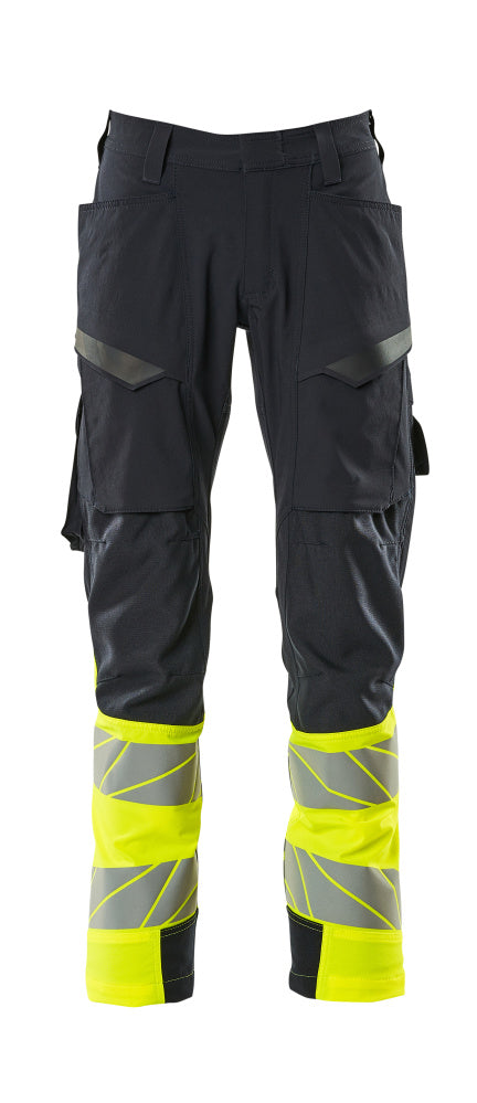 Mascot ACCELERATE SAFE  Trousers with thigh pockets 19379 dark navy/hi-vis yellow