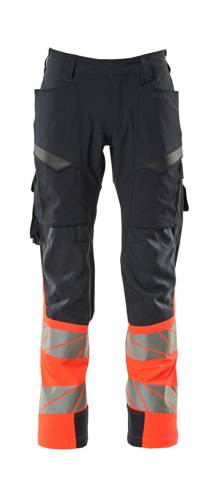 Mascot ACCELERATE SAFE  Trousers with thigh pockets 19379 dark navy/hi-vis red