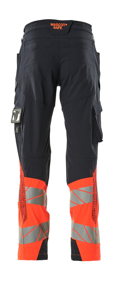 Mascot ACCELERATE SAFE  Trousers with thigh pockets 19379 dark navy/hi-vis red