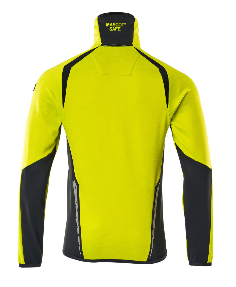 Mascot ACCELERATE SAFE  Fleece Jumper with zipper 19403 hi-vis yellow/dark navy