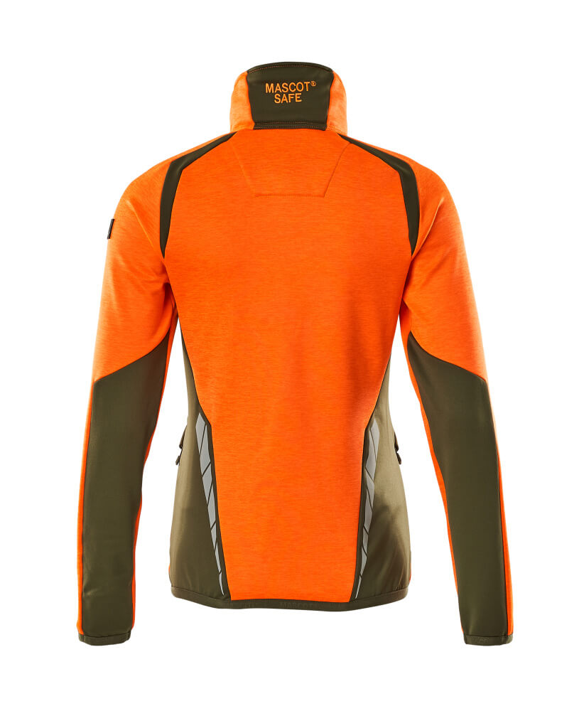 Mascot ACCELERATE SAFE  Fleece Jumper with zipper 19453 hi-vis orange/moss green