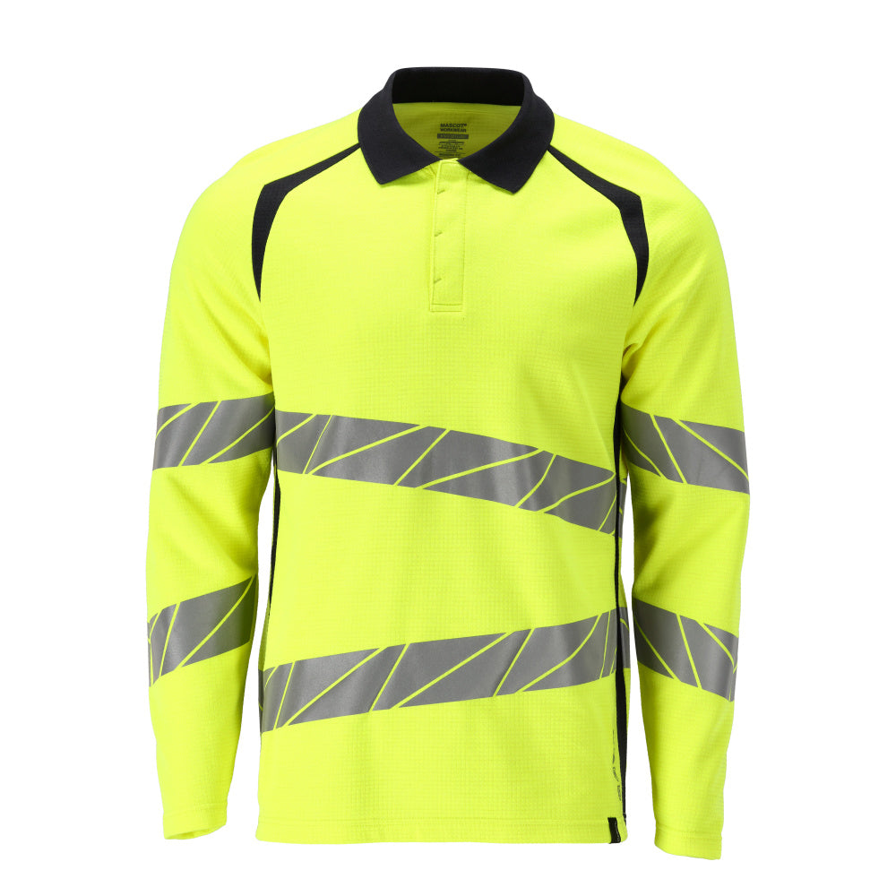 Mascot ACCELERATE MULTISAFE  Polo Shirt, long-sleeved 21383 hi-vis yellow/dark navy