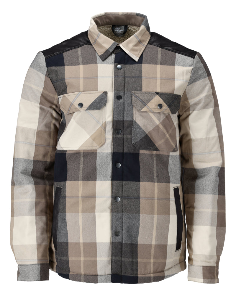 Mascot CUSTOMIZED  Flannel shirt with pile lining 23104 dark sand checked